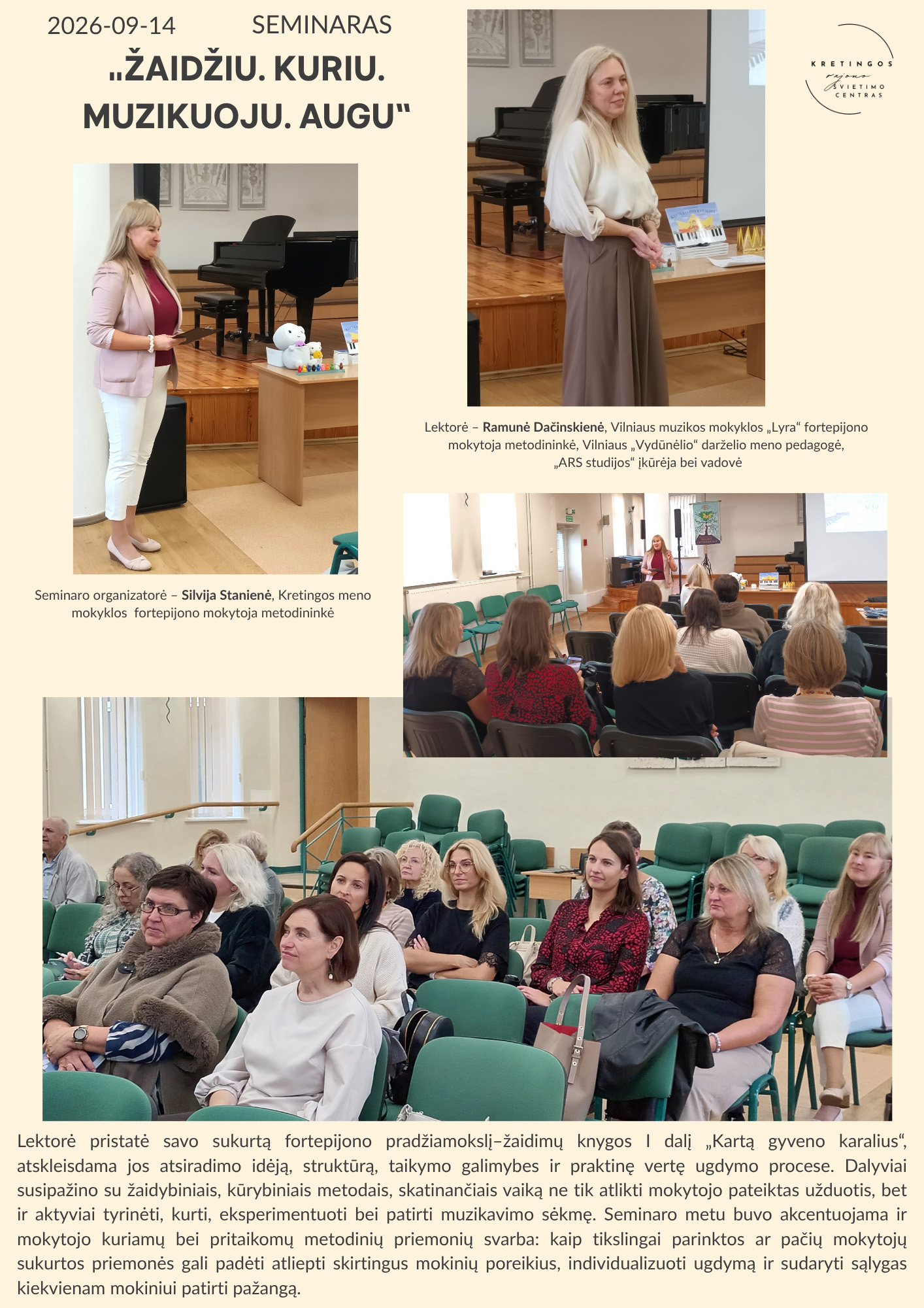 Seminaras „Žaidžiu. Kuriu. Muzikuoju. Augu“